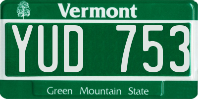 VT license plate YUD753