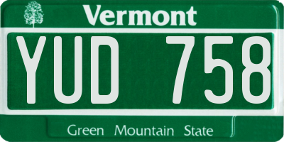 VT license plate YUD758
