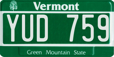 VT license plate YUD759
