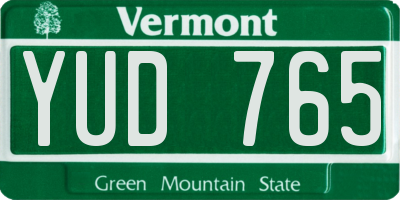VT license plate YUD765