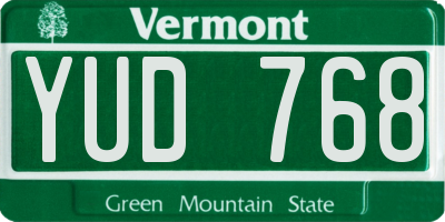 VT license plate YUD768