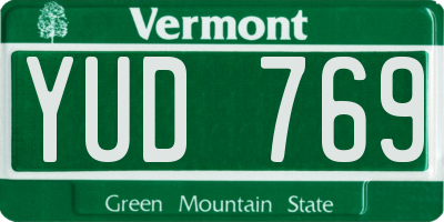 VT license plate YUD769