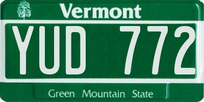 VT license plate YUD772