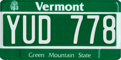 VT license plate YUD778