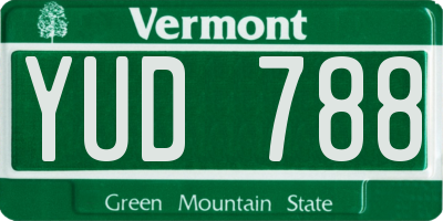 VT license plate YUD788