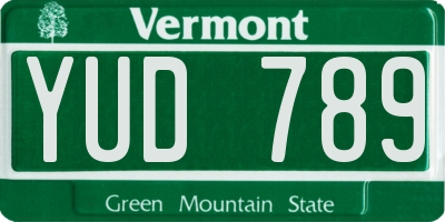 VT license plate YUD789