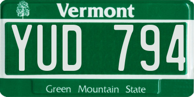 VT license plate YUD794