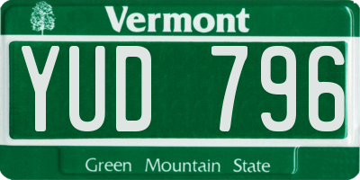 VT license plate YUD796