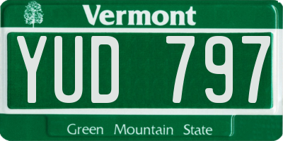 VT license plate YUD797