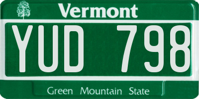 VT license plate YUD798