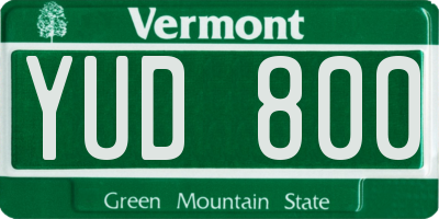 VT license plate YUD800