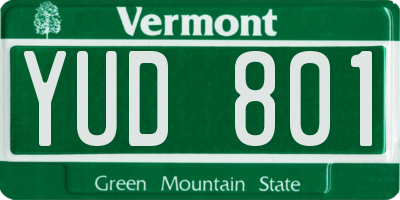 VT license plate YUD801