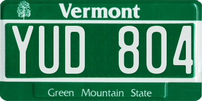 VT license plate YUD804