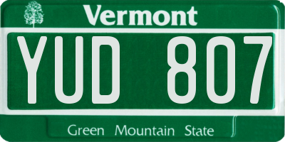 VT license plate YUD807