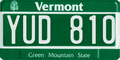 VT license plate YUD810
