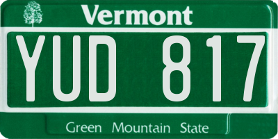 VT license plate YUD817