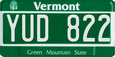 VT license plate YUD822