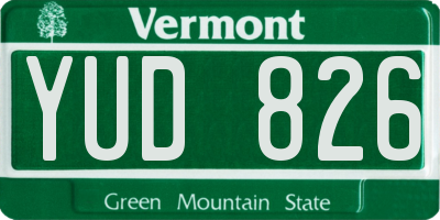 VT license plate YUD826