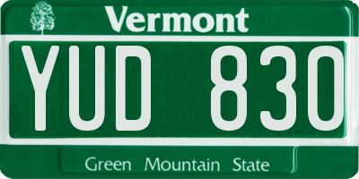 VT license plate YUD830