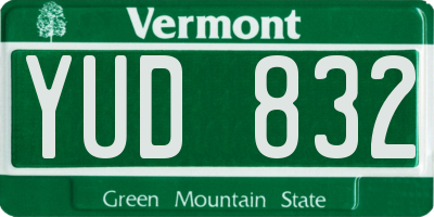 VT license plate YUD832