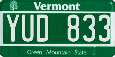VT license plate YUD833