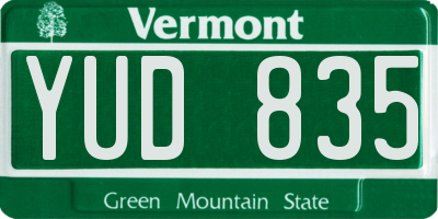 VT license plate YUD835