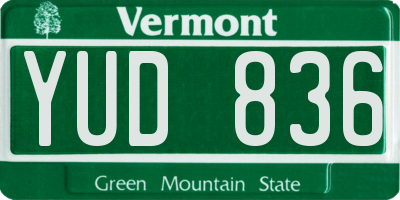 VT license plate YUD836