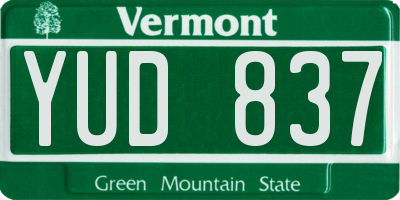 VT license plate YUD837