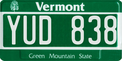 VT license plate YUD838