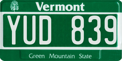VT license plate YUD839