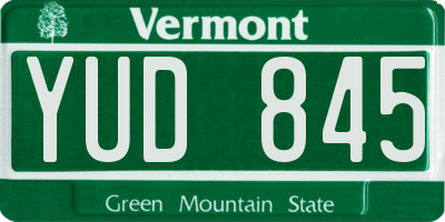 VT license plate YUD845