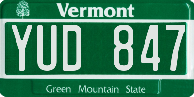 VT license plate YUD847