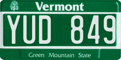 VT license plate YUD849