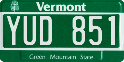 VT license plate YUD851