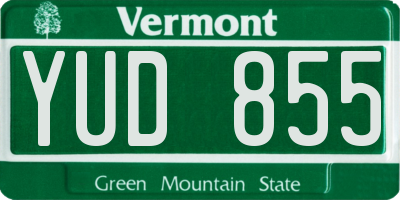 VT license plate YUD855