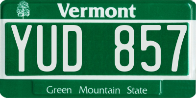 VT license plate YUD857