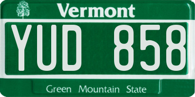 VT license plate YUD858