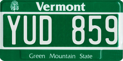 VT license plate YUD859