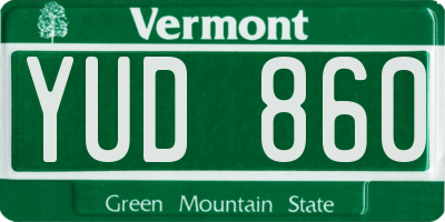 VT license plate YUD860