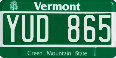 VT license plate YUD865