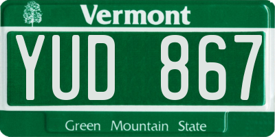 VT license plate YUD867