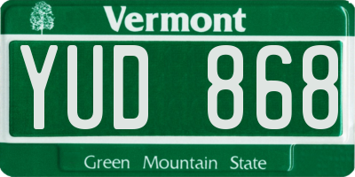 VT license plate YUD868
