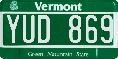 VT license plate YUD869