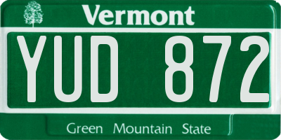 VT license plate YUD872