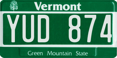 VT license plate YUD874