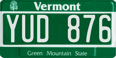 VT license plate YUD876