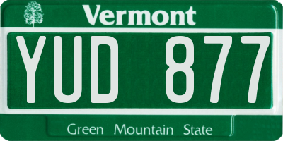 VT license plate YUD877