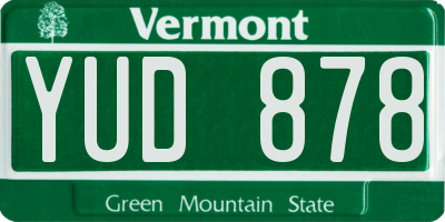 VT license plate YUD878