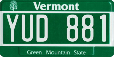 VT license plate YUD881