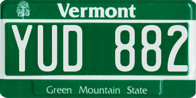 VT license plate YUD882